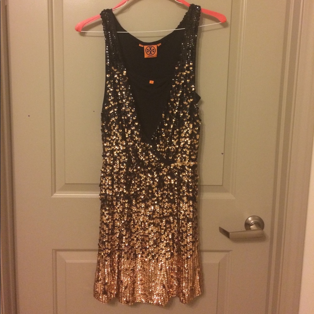 Tory Burch XS Black & Gold Sequin Dress!